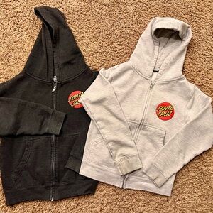 Santa Cruz Skateboards Kids' Black and Light Gray Hoodies